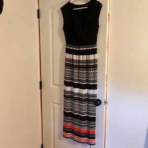 Black, White and Coral Dress by AB Studio